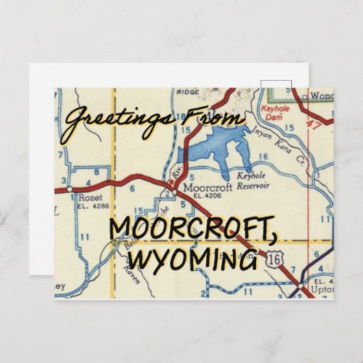 Moorcroft Wyoming  Map Briefkaart (Voorkant / Achterkant)