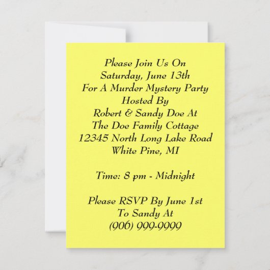 Moord-Mesty Party Crime Tape Wave Invitations Kaart (Achterkant)