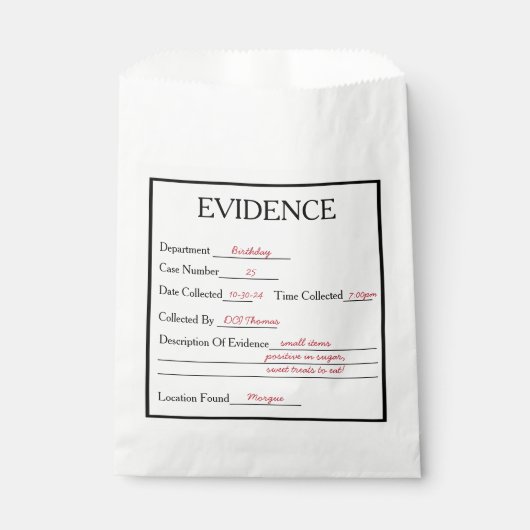 Moord Mysterie Bewijs Bedankzakje (Voorkant)