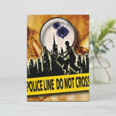 Moord mysterie gestolen scrollers verjaardag kaart (Staand voorkant)