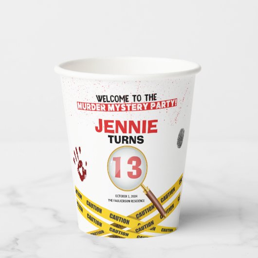 Moord Mysterie Misdaad Scène Halloween Papieren Bekers (Voorkant)