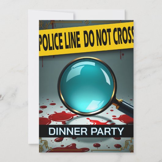Moord mysterie vergrootglas DIY diner Kaart (Voorkant)