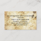 Moord Mysterie Verjaardag Informatiekaartje (Voorkant)