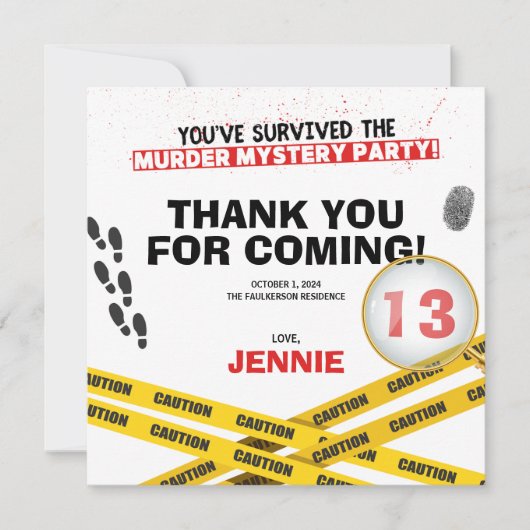Moord Mysterie Verjaardagsfeest Halloween Misdaad Bedankkaart (Voorkant)