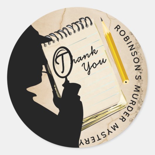  moord Mystery Party Uitnodigingen Uniek Ronde Sticker (Voorkant)