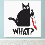 Moorddadige Kat Met Mes Canvas Afdruk (Insitu (Houten vloer))