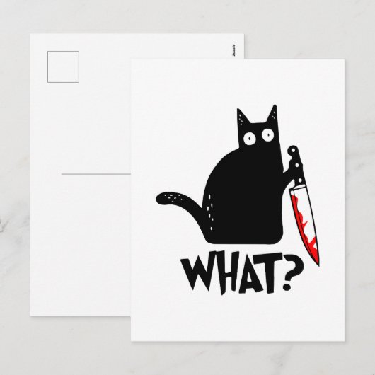 Moorddadige Kat Met Mes Feestdagenkaart (Voorkant / Achterkant)