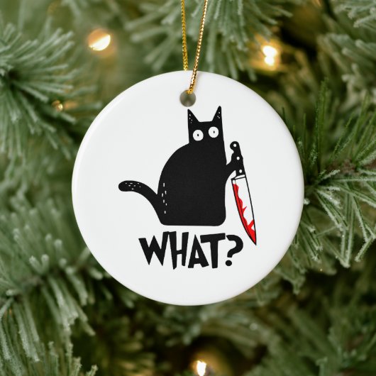 Moorddadige Kat Met Mes Keramisch Ornament (Boom)