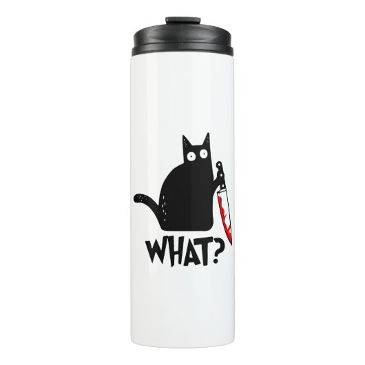 Moorddadige Kat Met Mes Thermosbeker (Voorkant)