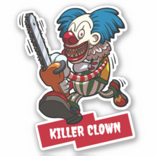 Moordenaar Clown Halloween Horror Kettingzaag Cart Sticker