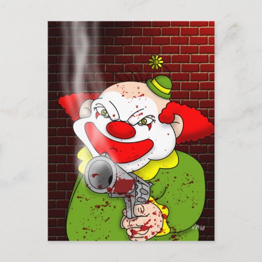 Moordenaar Clownansichtkaart Briefkaart (Voorkant)