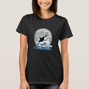 Moordenaar Walvis Oceaan Dier Golven Volle Maan T-shirt