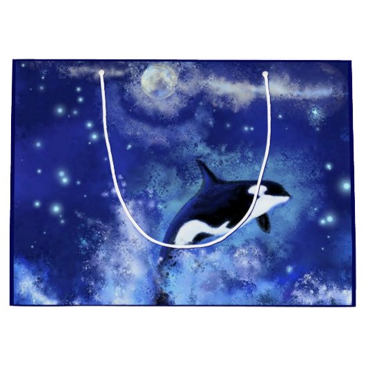 Moordenaarwalvis Cadeautas Blauw Volle Maan (Voorkant)