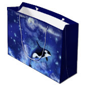 Moordenaarwalvis Cadeautas Blauw Volle Maan (Achterkant Gekanteld)