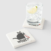 Moordkattenkat met mes stenen onderzetter (Zijkant)