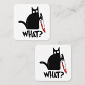 Moordkattenkat met mes vierkante visitekaartje (Voorkant / Achterkant)