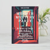 moordmysterie detective dinerfeest kaart (Staand voorkant)
