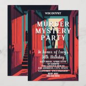 moordmysterie detective dinerfeest kaart (Voorkant / Achterkant)