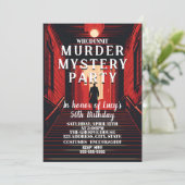 moordmysterie detective dinerfeest kaart (Staand voorkant)