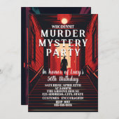 moordmysterie detective dinerfeest kaart (Voorkant / Achterkant)