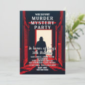 moordmysterie detective dinerfeestje kaart (Staand voorkant)