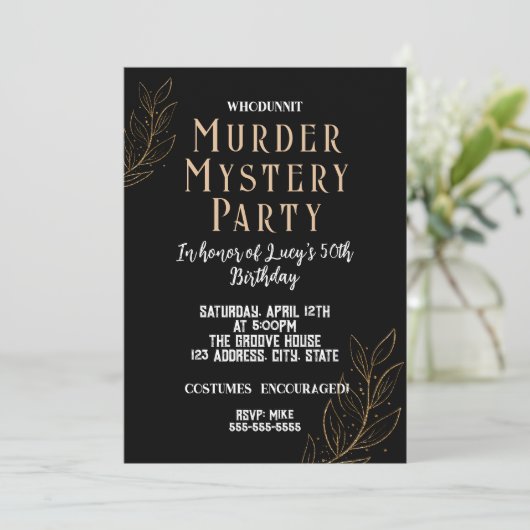 moordmysterie Elegant moordmysterie-feestje Kaart (Staand voorkant)