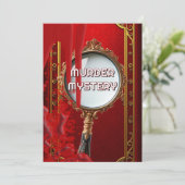  moordmysterie etentje retro rood kaart (Staand voorkant)