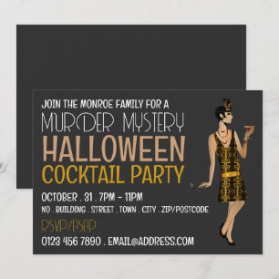 moordmysterie Halloween Cocktail Party Kaart