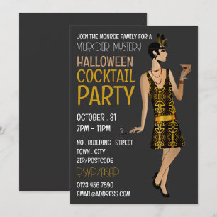 moordmysterie Halloween Cocktail Party Kaart