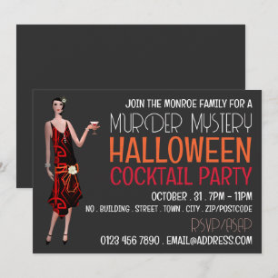 moordmysterie Halloween Cocktail Party Kaart