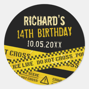 Moordmysteriefeest of politiefeest ronde sticker