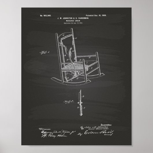 Moordstoel 1900 Patent Art Chalkboard Poster (Voorkant)