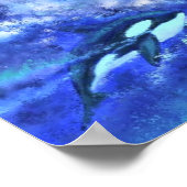 Moordwalvissen op blauwe poster met volle maan sch (Hoek)