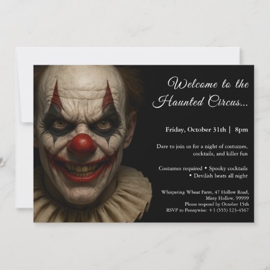 Moordzuchtige Clown | Uitnodiging voor Halloween V (Voorkant)