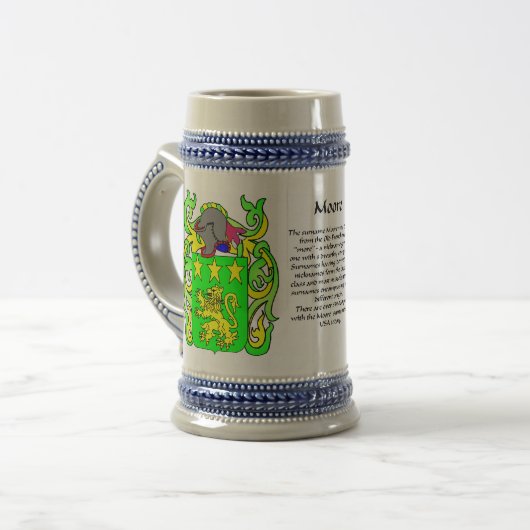 Moore Family Crest Stein Bierpul (Voorkant links)