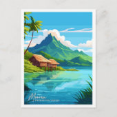 Moorea Frans-Polynesië reisillustratie Briefkaart (Voorkant)