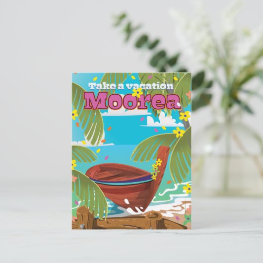 Moorea French Polynesia Holiday reisposter Briefkaart (Staand voorkant)