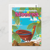 Moorea French Polynesia Holiday reisposter Briefkaart (Voorkant / Achterkant)