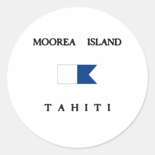 Moorea Island Tahiti Alpha Duikvlag Ronde Sticker (Voorkant)