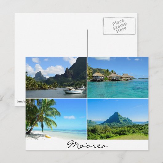 Moorea landscapes collage text briefkaart (Voorkant / Achterkant)