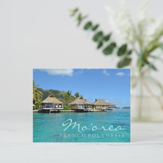 Moorea over Frans-Polynesië met luxebungalows Briefkaart (Staand voorkant)