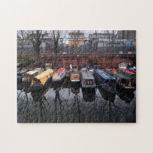 Moored Narrowboot Reflection Little Venice London Legpuzzel (Horizontaal)