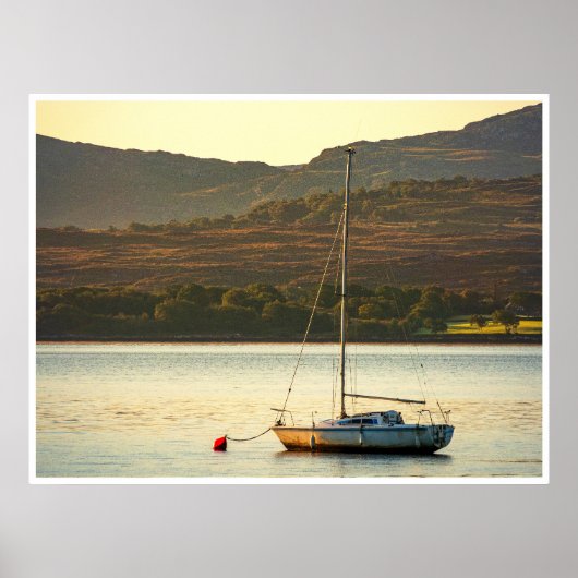 Moored Sailboat at Sunset (Kenmare Bay) Poster (Voorkant)
