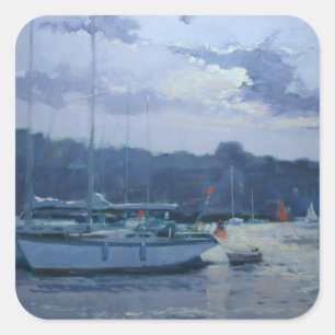 Moored yachts late namiddag vierkante sticker