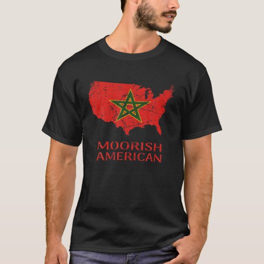 Moorish American Retro Proud Moorish Moroccan Flag T-shirt (Voorkant)