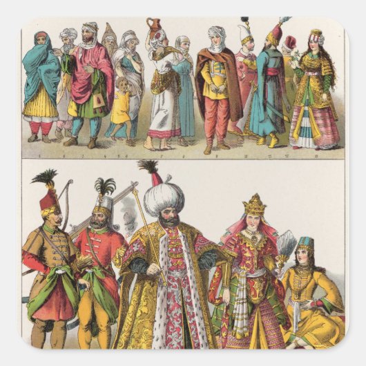 Moorish en Turks Dress Vierkante Sticker (Voorkant)