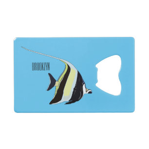 Moorish idol fish cartoon illustration creditkaart flessenopener
