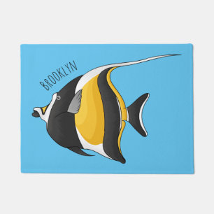 Moorish idol fish cartoon illustration deurmat