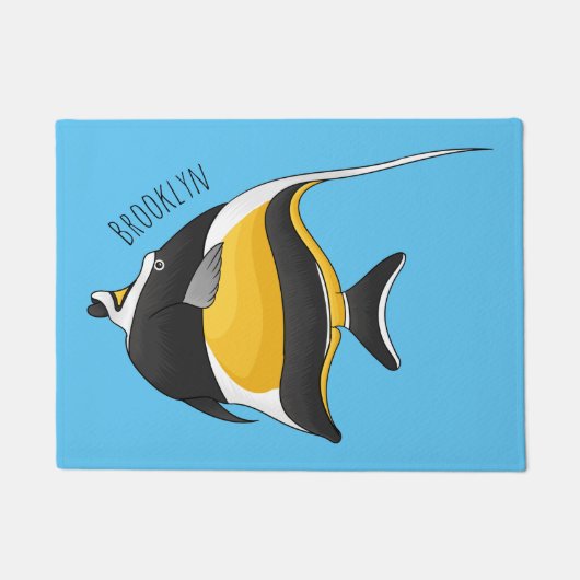 Moorish idol fish cartoon illustration deurmat (Voorkant)