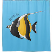 Moorish idol fish cartoon illustration douchegordijn (Voorkant)